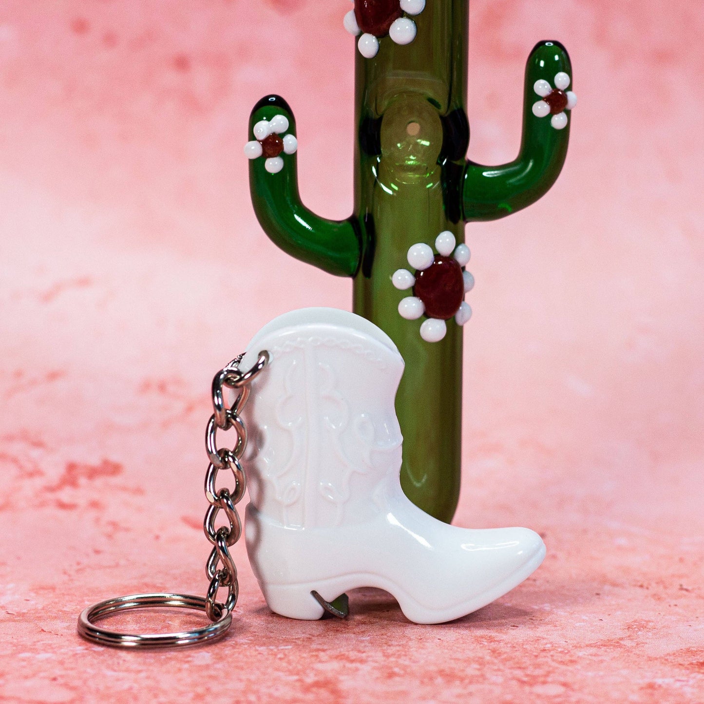 Boot Bottle Opener Keychain- White