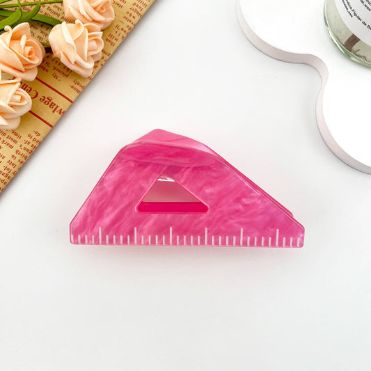 Triangle Ruler Hair Claw Clip: Pink
