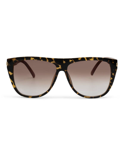 Ember - Woman's Oversized Square Sunglasses: Brown Gradient Cheetah