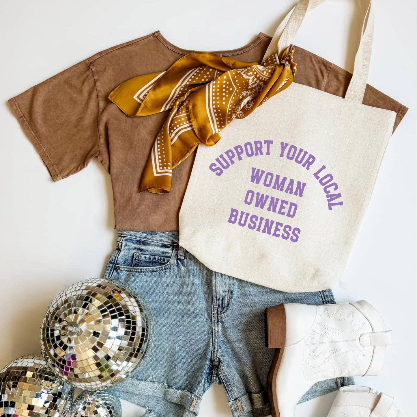 Support Your Local Woman Owned Business Tote Bag: Cotton