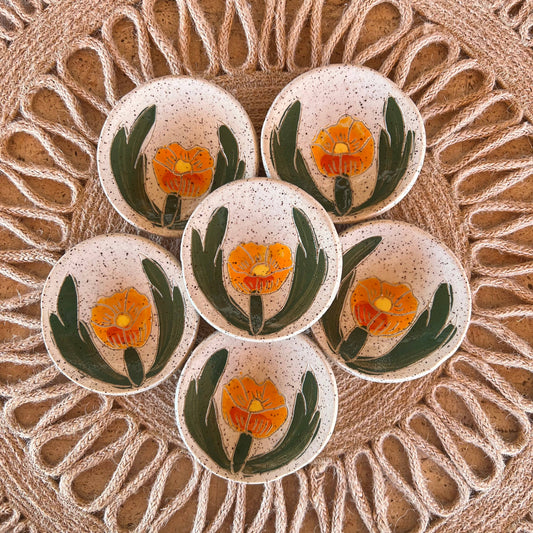 Globe Mallow Sgraffito Tea Rest 3" dish