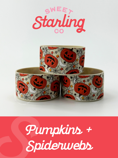 Pumpkins + Spiderwebs Tumbler Boots