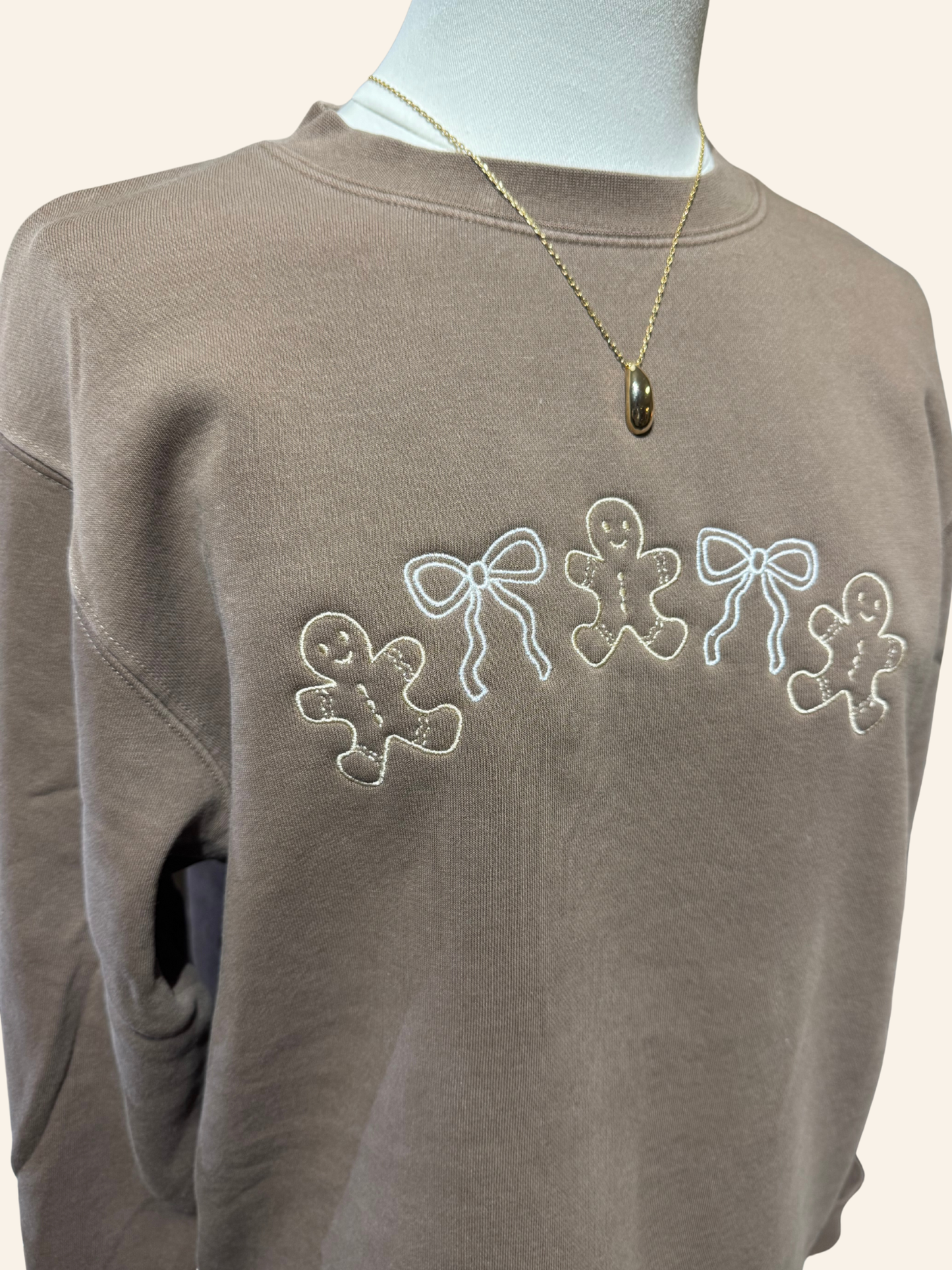 Gingerbread Embroidered Crew