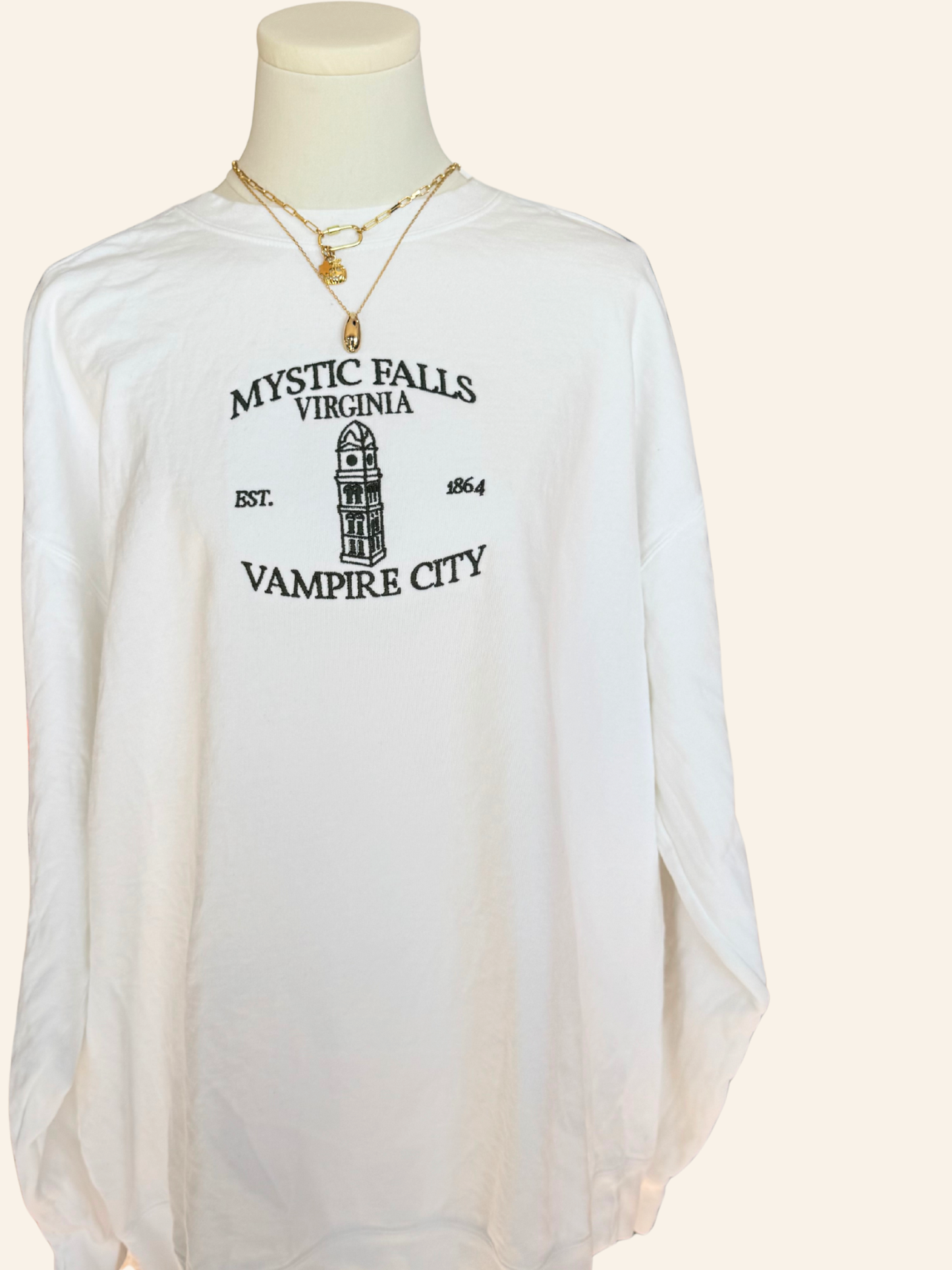 Mystic Falls Embroidered Crew