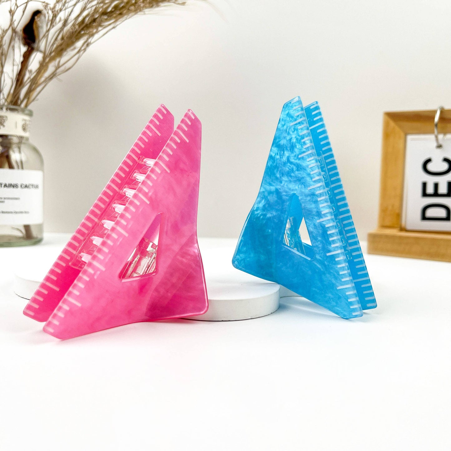 Triangle Ruler Hair Claw Clip: Pink