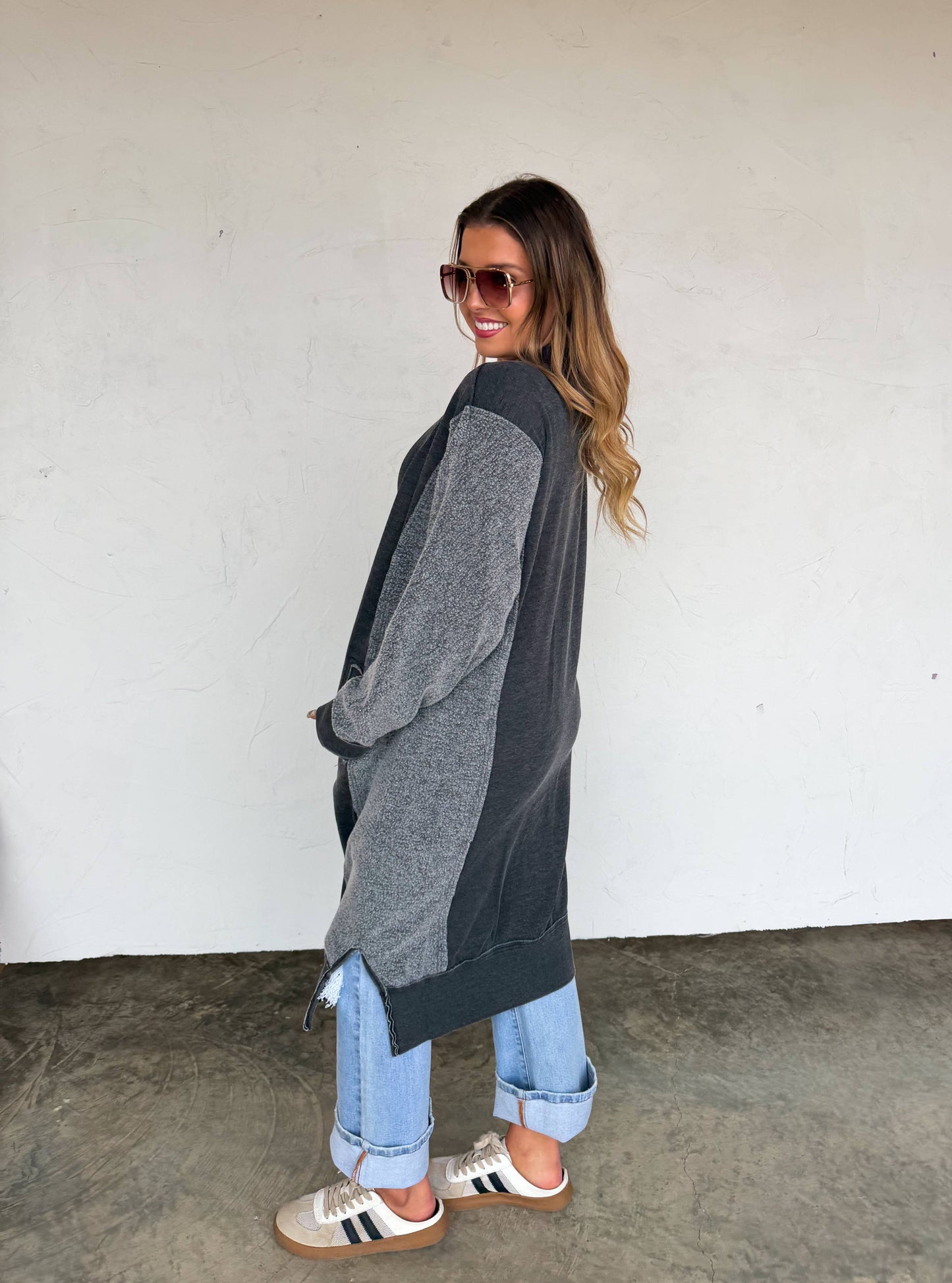 SPRING DESI SWEATSHIRT CARDIGAN: LAVENDER
