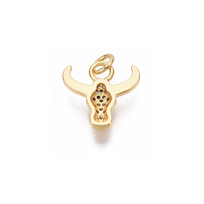 *Gold CZ Long Horn Charm