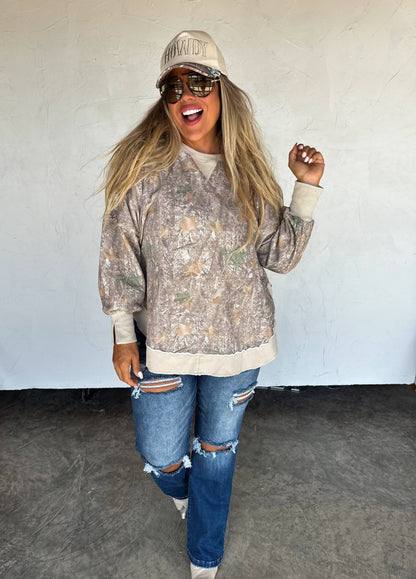 JOSS WASHED SWEATSHIRT: MOCHA
