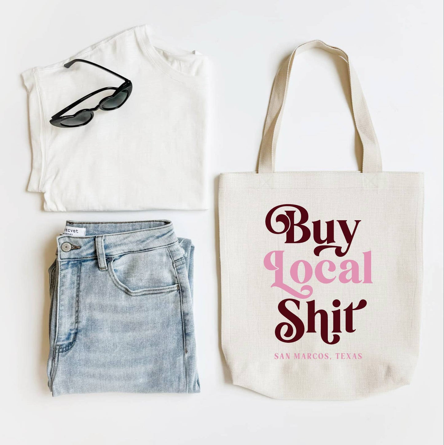Buy Local Shit Tote, Custom Tote, Maroon: Cotton