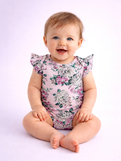 Ruffle Sleeve Bodysuit, Blissful Blossoms