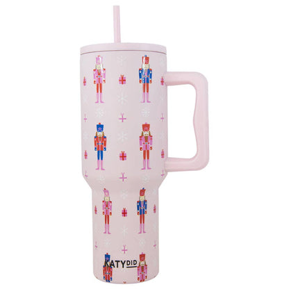 Nutcrackers Christmas Drink Tumbler: Light Pink