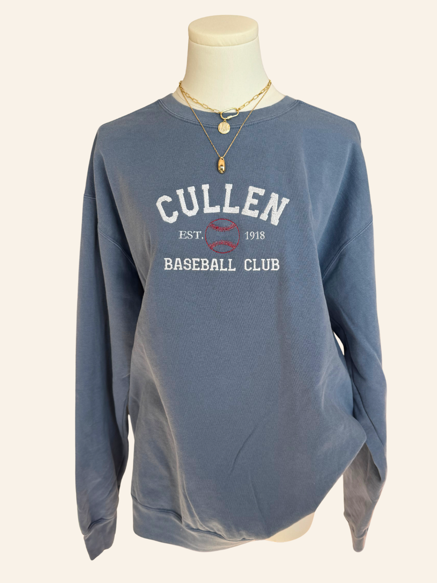 Cullen Baseball Club Embroidered Crew- Blue