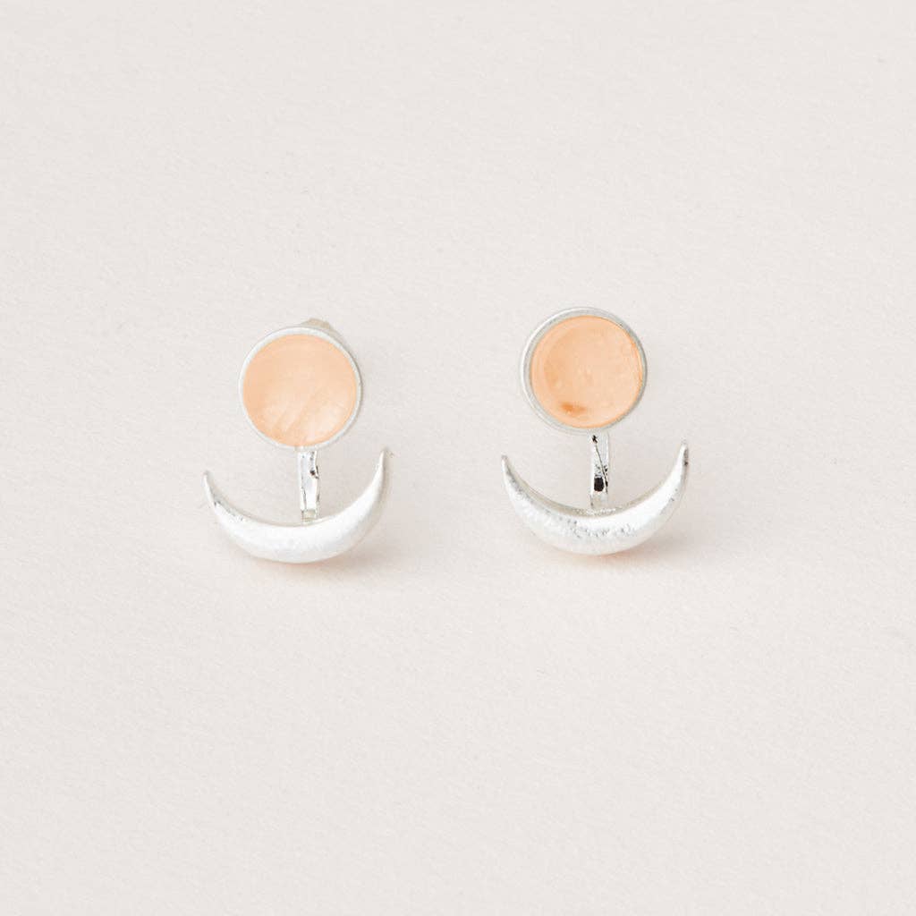 Stone Moon Phase Ear Jacket - Sunstone/Silver