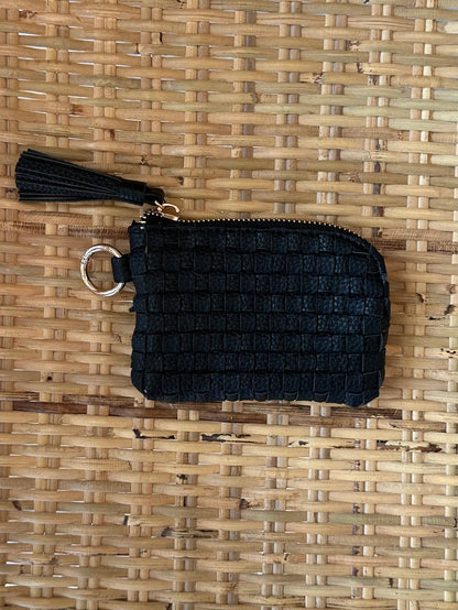 Bailey Checkered Keychain Wallet: Tan