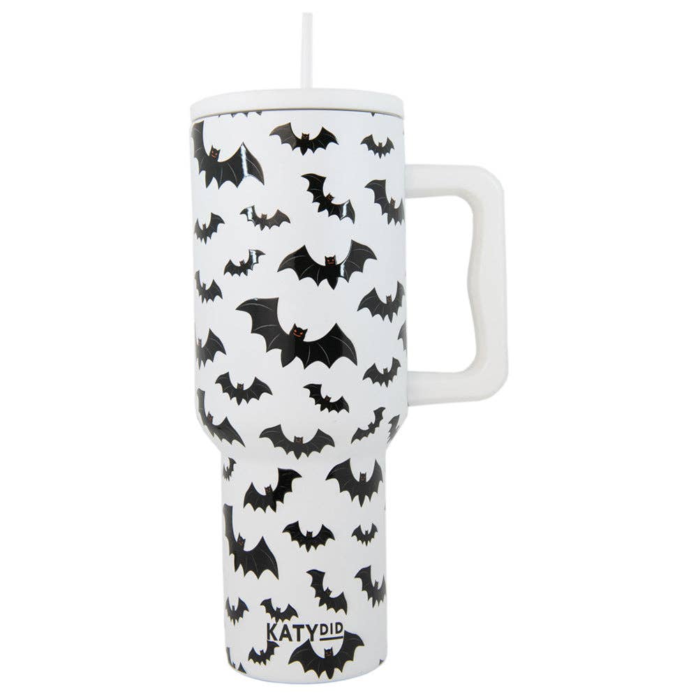 Bats Halloween Stainless Steel Tumbler: White