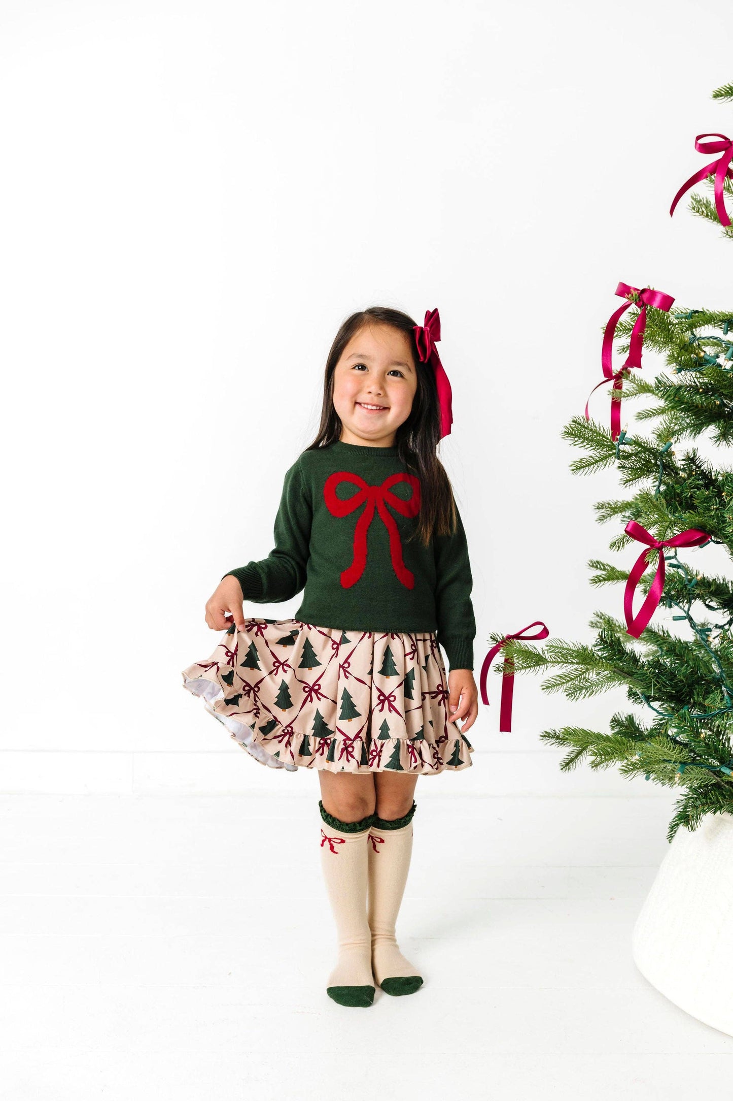 Vanilla Bow Lace Top Knee High Socks: 0-6 MONTHS