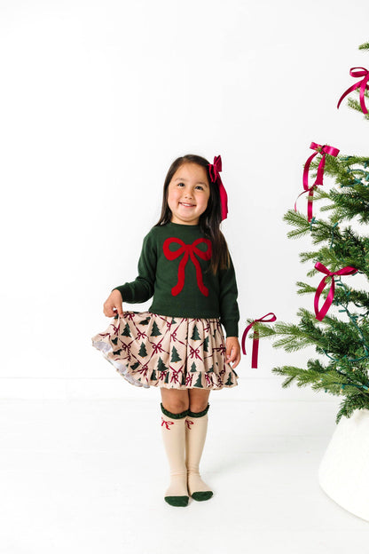 Vanilla Bow Lace Top Knee High Socks: 0-6 MONTHS