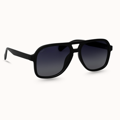 Cruz - Unisex Aviator Sunglasses – Polarized Hair-Friendly: Matte Black