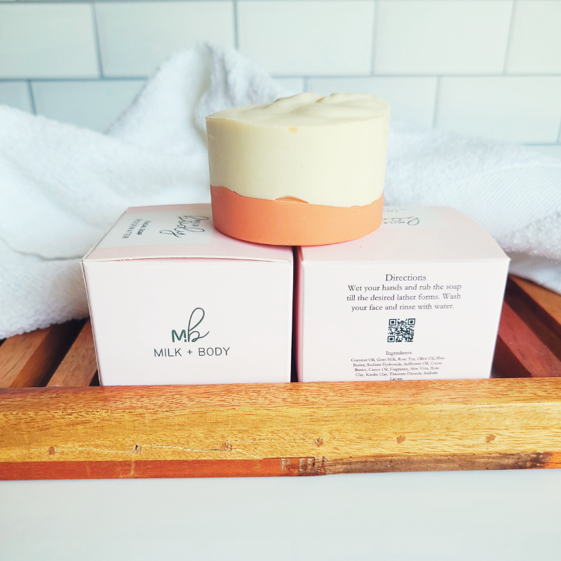 Rosewater Goat Milk Facial Soap: With Packaging