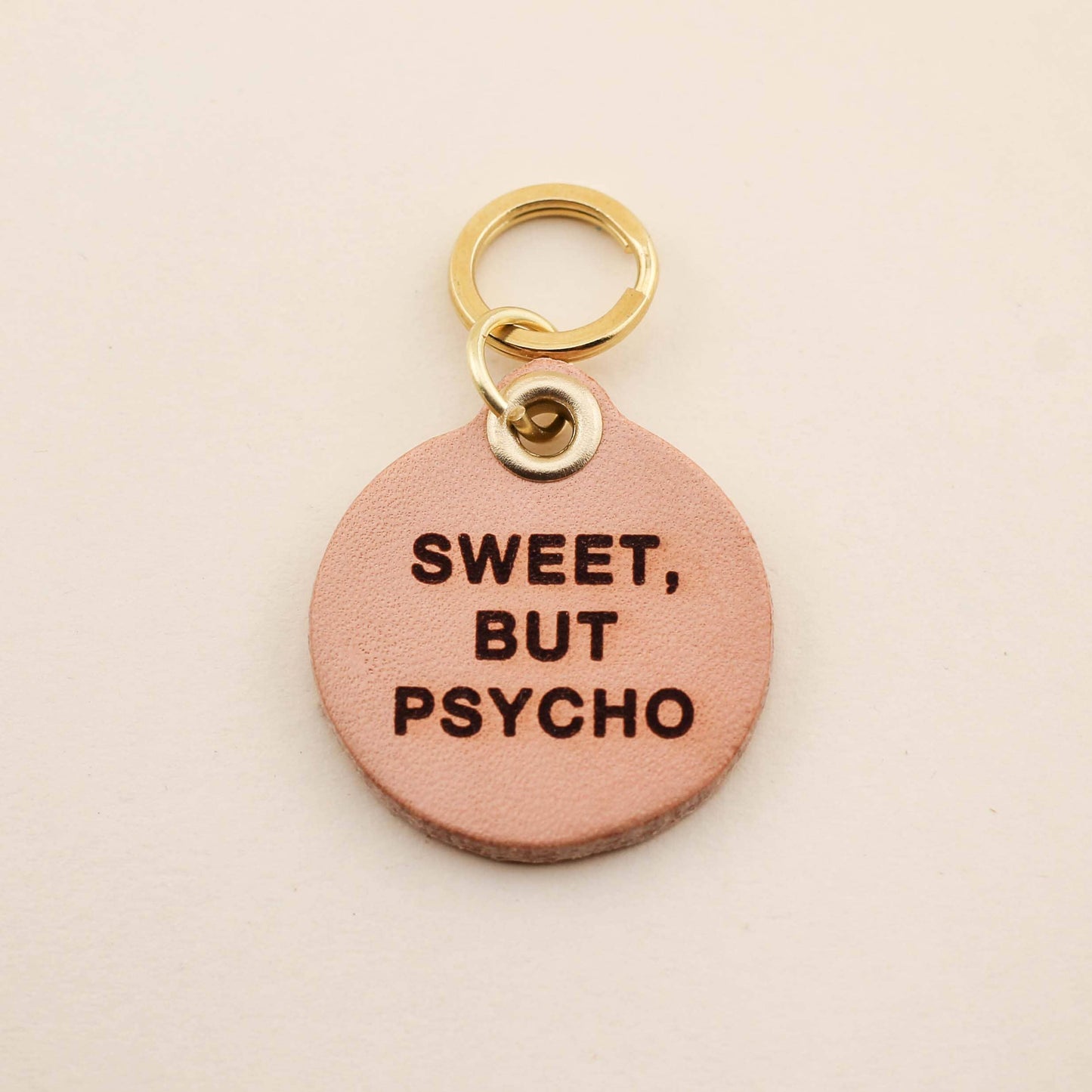 Sweet, But Psycho Pet Tag: Top-Grain Leather