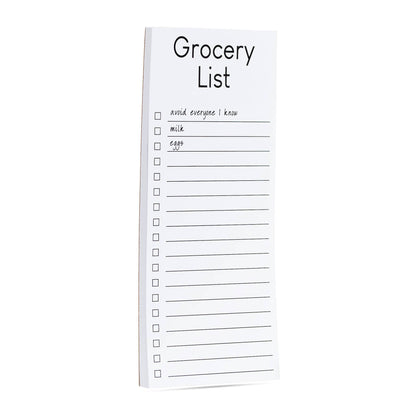 Grocery List | avoid everyone I know, milk, eggs list pad