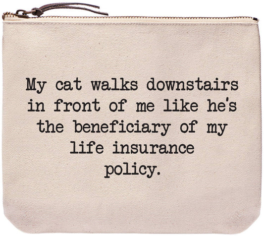 Cat walks downstairs in front of me | Printed zippered bags