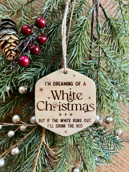 Funny white red wine Christmas Ornament