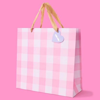 Gift Bags - Pink Gingham: Medium