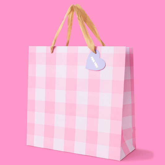 Gift Bags - Pink Gingham: Large