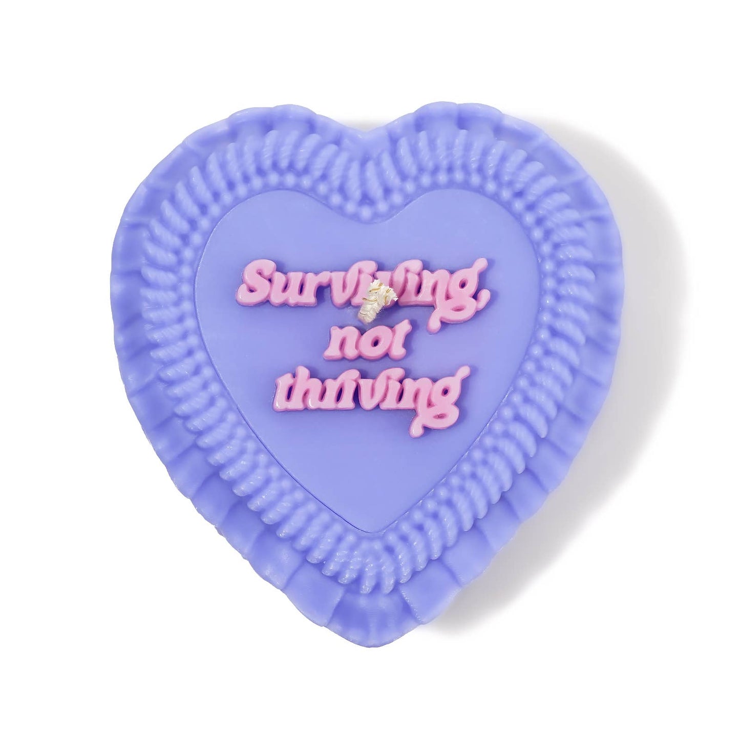 Surviving, Not Thriving Heart Candle (kitsch, funny gift)