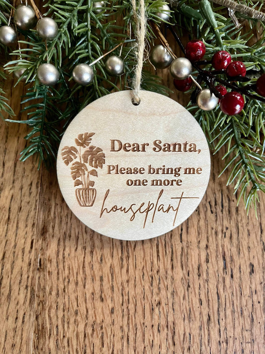 Funny houseplant monstera Wooden Christmas Ornament