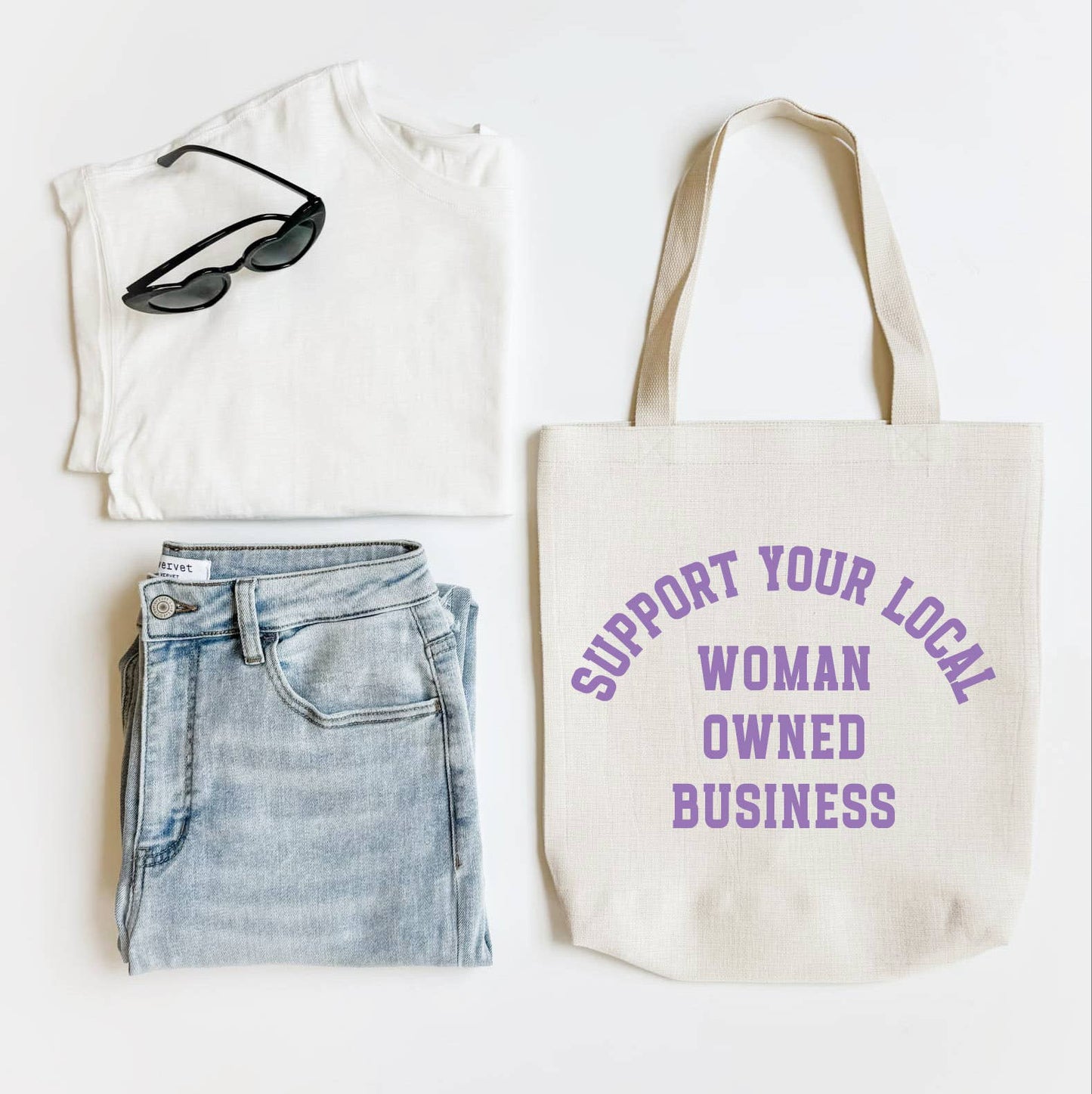 Support Your Local Woman Owned Business Tote Bag: Cotton