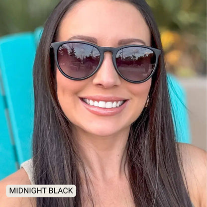 Midnight - Women's Polarized Medium Horn Sunglasses: Hot Pink