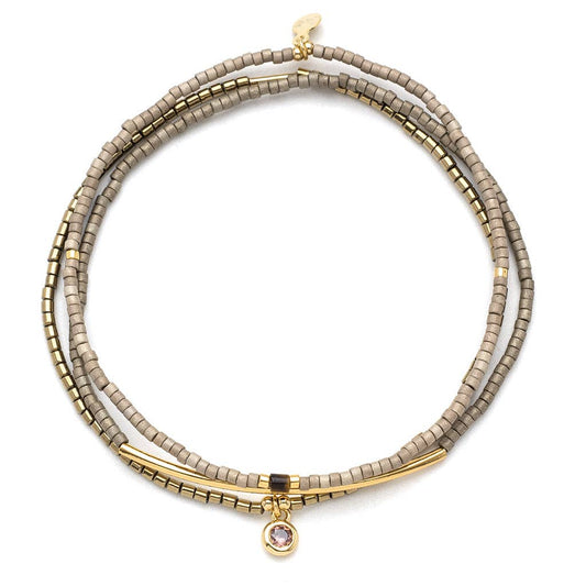 Tonal Chromacolor Miyuki Bracelet Trio - Pewter/Gold