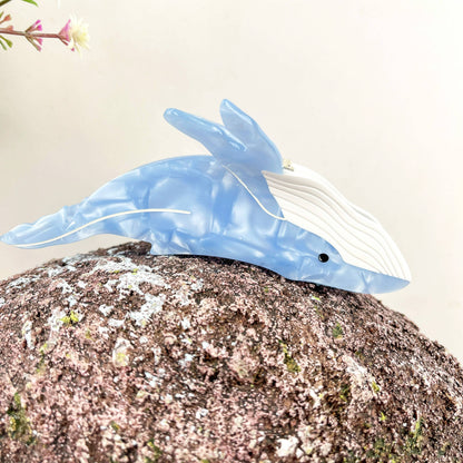 Tiger Shark and Whale Acetate Hair Claw Clip: Black