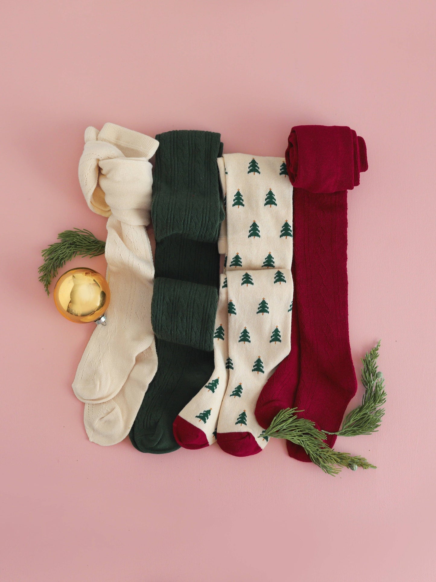 Tree Farm Knit Tights: 3-4 YEARS