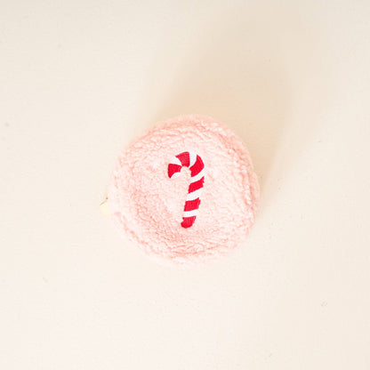 Circle Teddy Pouch-Candy Cane