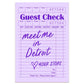 Guest Check Sticker Decal, Custom Sticker: Purple