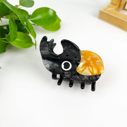 Giant stag beetle and Rhinoceros beetlehaire claw clip: Green