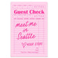 Guest Check Sticker Decal, Custom Sticker: Purple