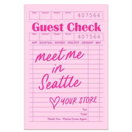 Guest Check Sticker Decal, Custom Sticker: Pink on Pink