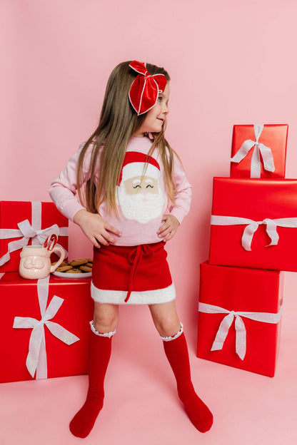Santa Baby Lace Top Knee High Socks: 7-10 YEARS