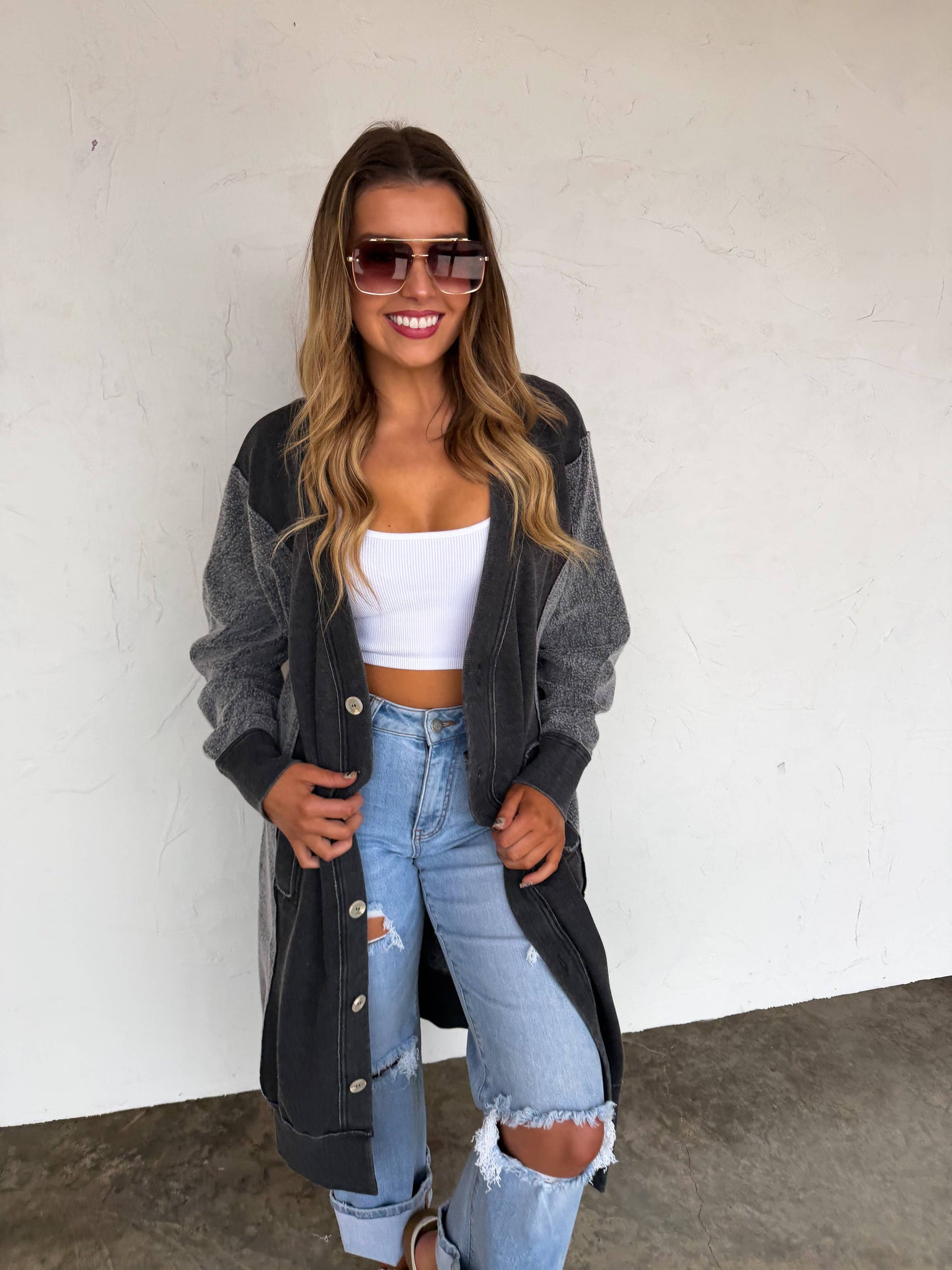 SPRING DESI SWEATSHIRT CARDIGAN: LAVENDER