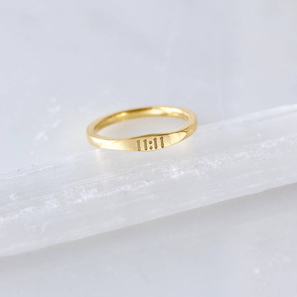 Angel Number 11:11 Stamped Ring - Waterproof