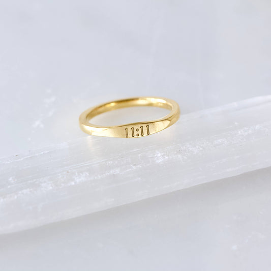 Angel Number 11:11 Stamped Ring - Waterproof