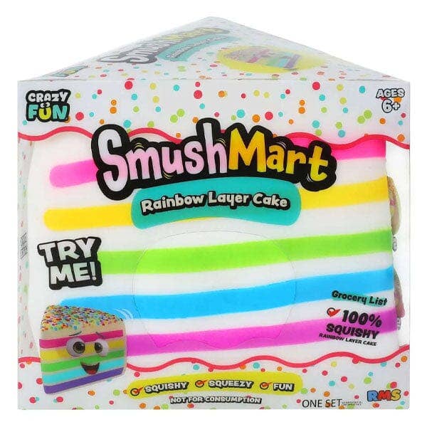 SmushMart Giant Rainbow Layer Cake Slice Squishy Fidget Toy (1pc)