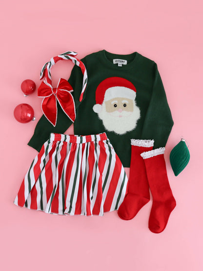 Santa Baby Lace Top Knee High Socks: 1.5-3 YEARS