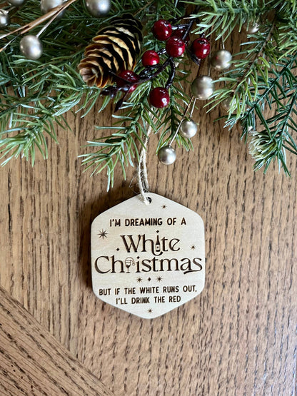 Funny white red wine Christmas Ornament