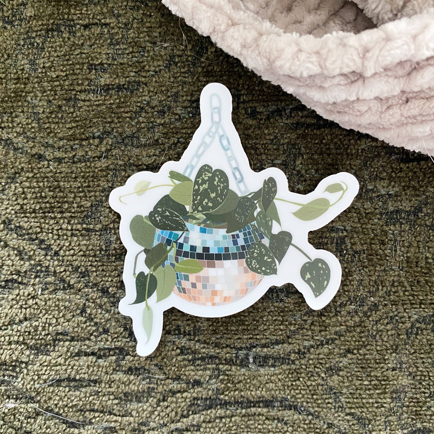 Silver Pothos in a Disco Planter Sticker