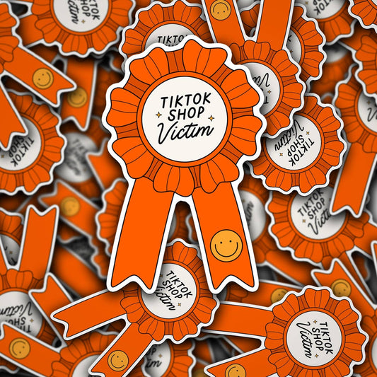 Vinyl Decal Tik Tok Shop Victim Ribbon